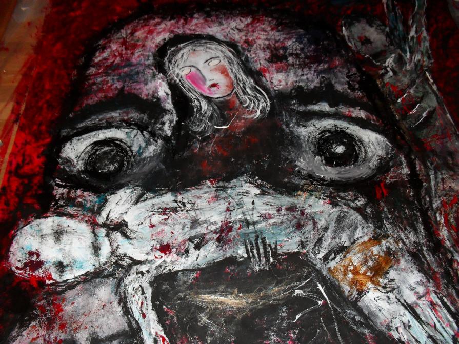 -Voices of the prisoners,victims of torture-Acryl auf Tuch,150 x 150 cm