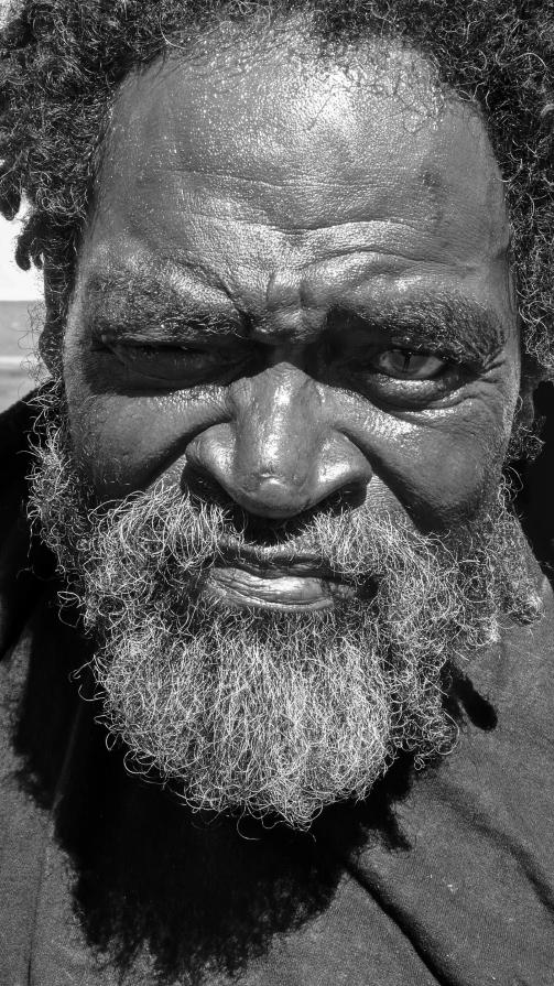 portrait of a homeless man