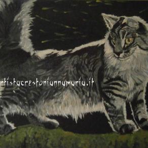 Gatto Norvegese delle Foreste - Olio su Tela 70 x 50 - Tecnica Pennello anno 2012