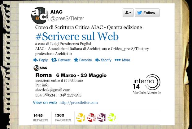 Scrivere sul Web_Quarto Corso di Scrittura Critica della Scuola di Critica AIAC