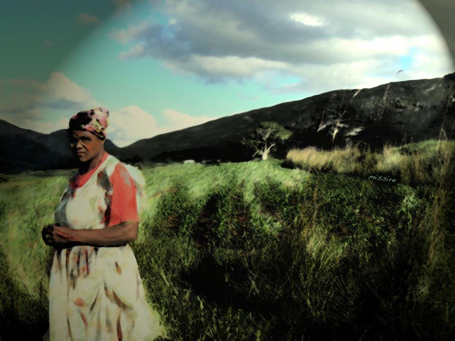 Woman in to field