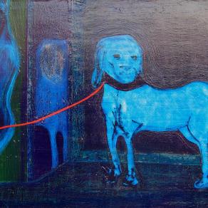 Nocturne, Narcissus and the dog. mixed media, canvas 120x80