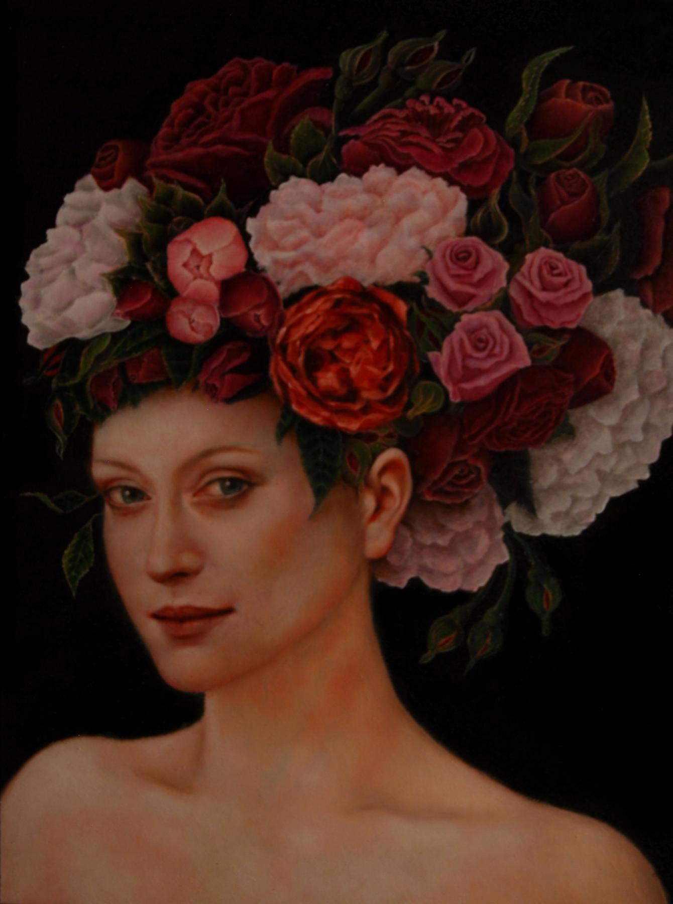 MY FIRST PAINTING WITH A QUEEN OF FLOWERS.. by Sara Calcagno