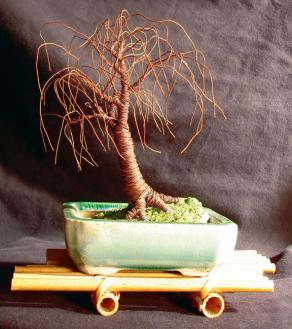 Bonsai on Bamboo, wire tree sculpture