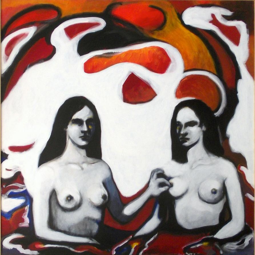 Due donne al bagno. 70x70