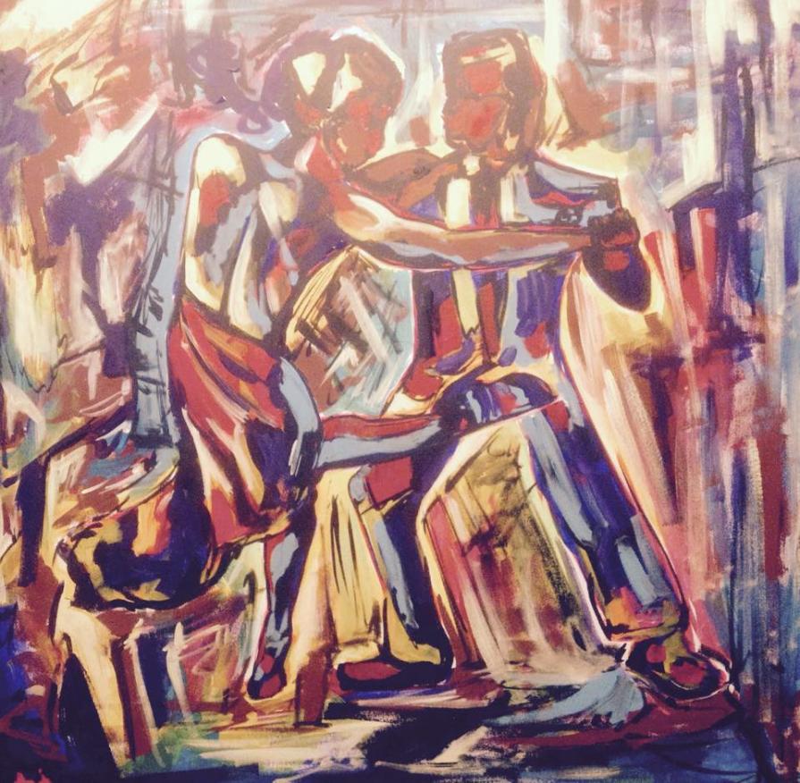 Tango caliente,acrilico su tela,80x80cm,2015