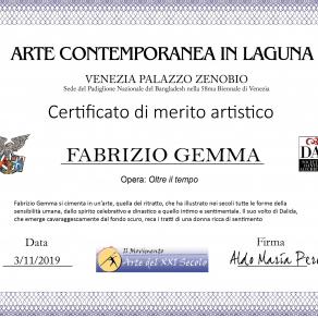 58MA BIENNALE DI VENEZIA. CERTIFICATO DI MERITO ARTISTICO