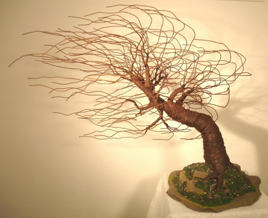 MIGHTY WIND SWEPT - Wire Tree Sculpture