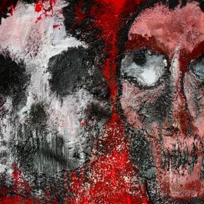 Faces of Death-Acryl,Strukturgel auf Leinwandtuch ,30 x 30 cm