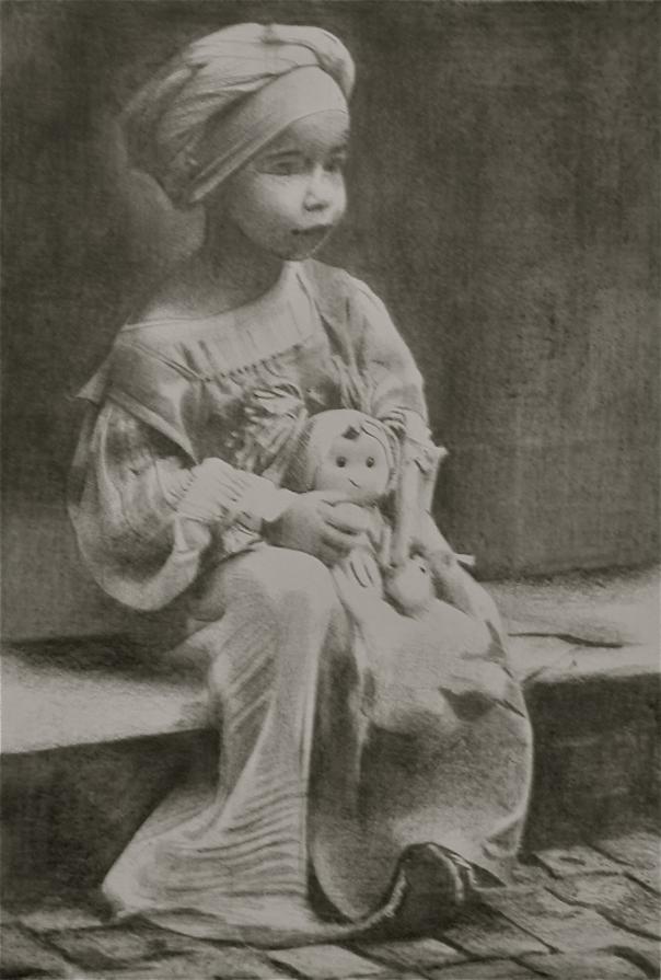 Bambina in abiti medievali