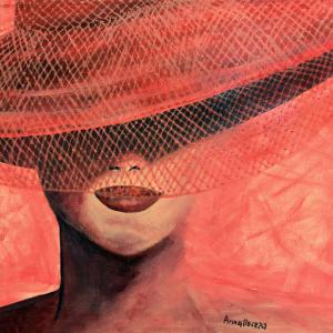 donna con cappello e veletta- acrilico su tela - febbraio '14 - 40x50