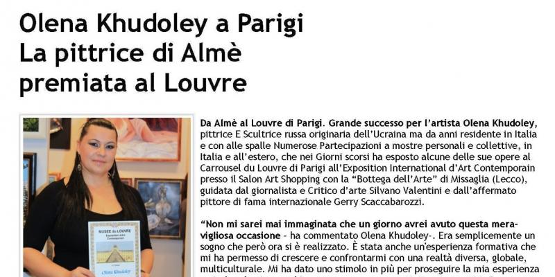 .Olena Khudoley in Paris The painter of Alme awarded at the Louvre