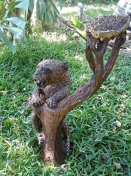 leopard wood sculpture