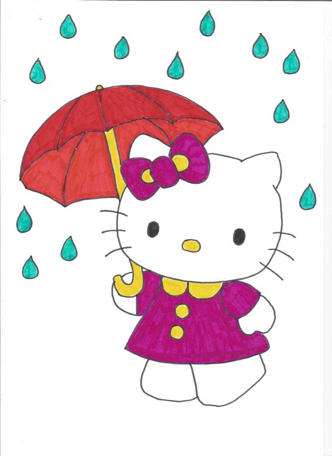 HELLO KITTY IN THE RAIN