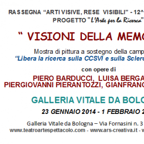 Locandina Mostra collettiva "Visioni della Memoria" a Bologna Galleria Vitale da Bologna