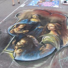 STREET PAINTING Copia di Madonna delle Rocce