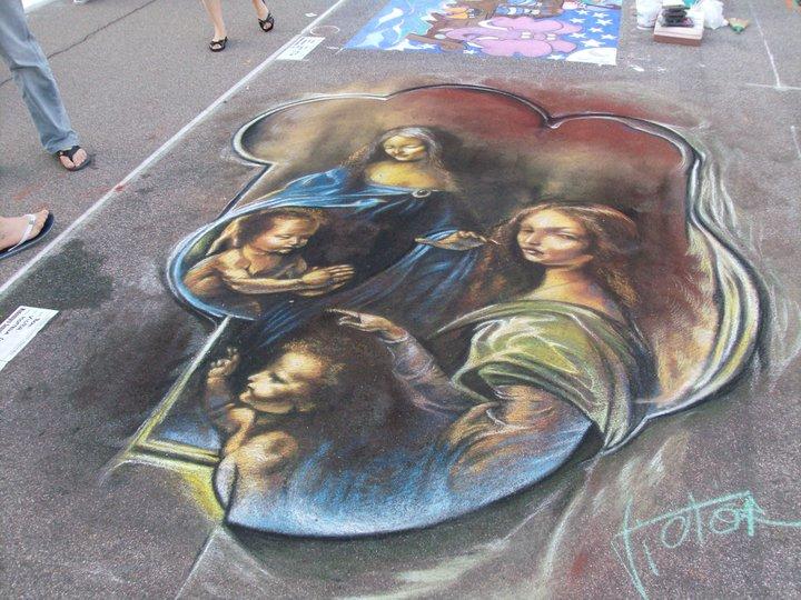 STREET PAINTING Copia di Madonna delle Rocce