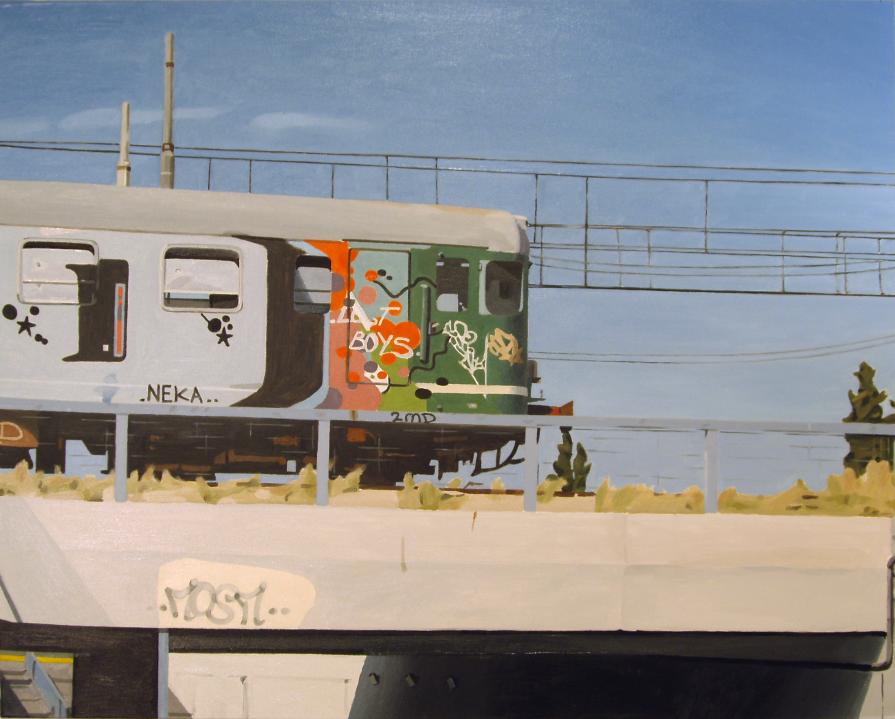 Treno con graffiti