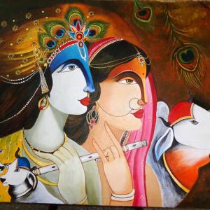 Krishna and Radha- Original Acrylic Painting