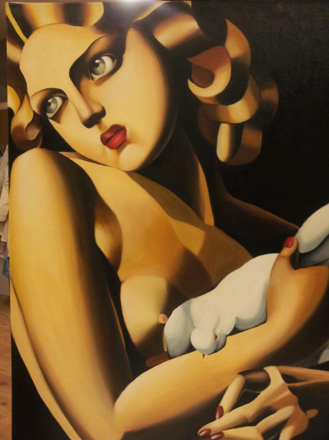 Donna con colombo - Omaggio a Tamara De Lempicka