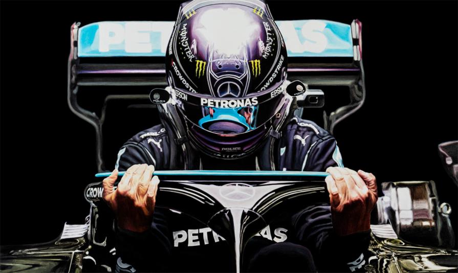 The hands and the Halo (Lewis Hamilton Mercedes-AMG W12 F1)