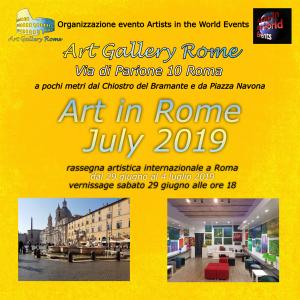 Maristella Angeli, exposes one of her paintings to "Art in Rome July 2019"