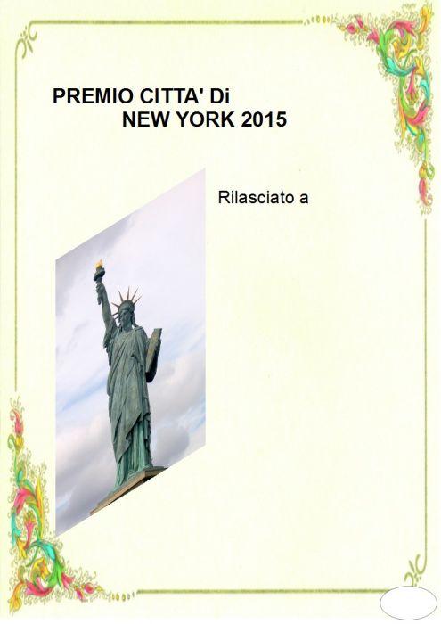 Premio d'Onore Città di New York (nessun costo di partecipazione-iscrizione)