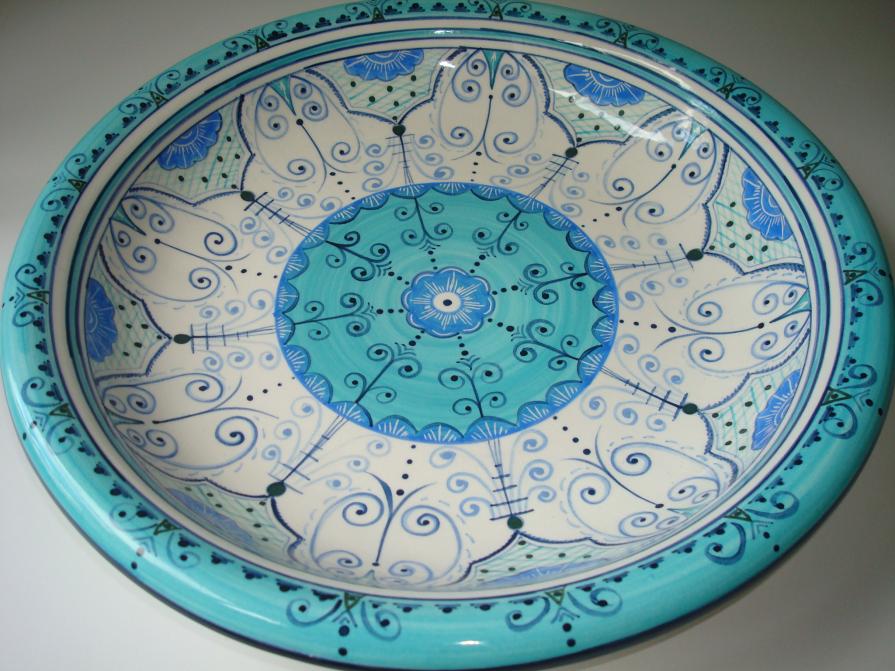 Blue & green large round bowl