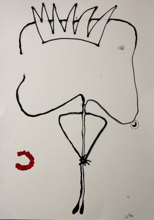 the king is naked  mixed media on paper cm 70 x 50 2012-