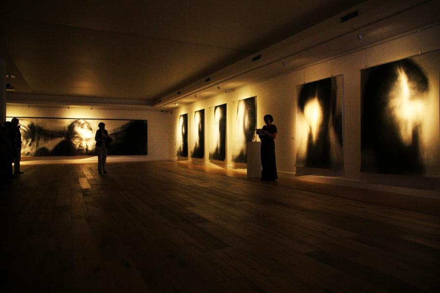 Drawings displayed in Equus gallery with special lighting effects