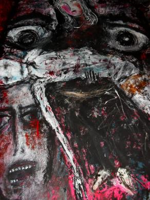 -Voices of the prisoners,victims of torture-Acryl auf Tuch,150 x 150 cm