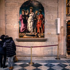 Girolamo da Cremona: Cristo benedicente con Santi (1474); Viterbo Cattedrale di San Lorenzo