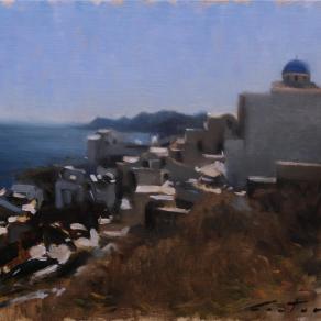 Oia Village, Santorini - oil painting on canvas board