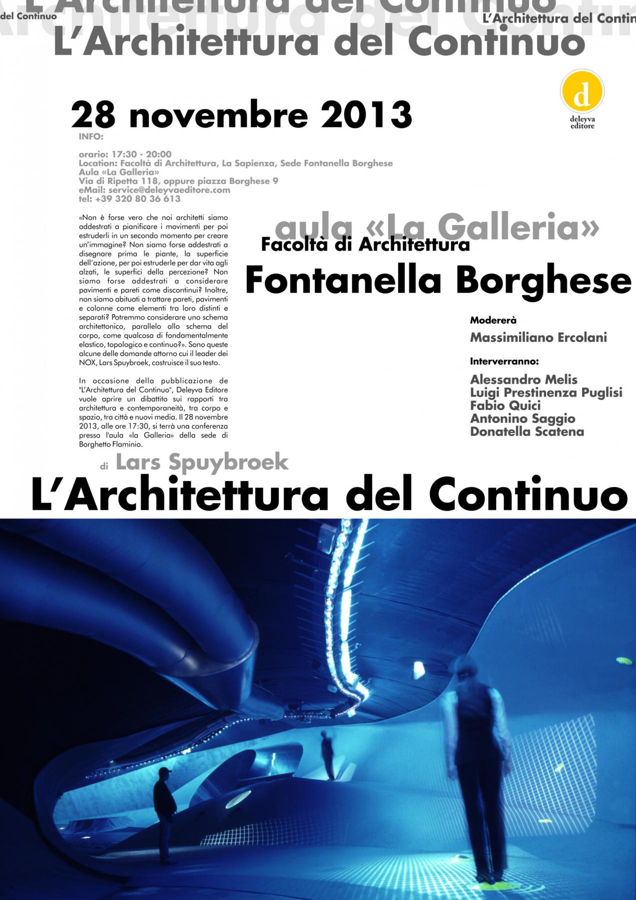 “L’Architettura del Continuo”: conferenza alla Facoltà di Architettura La Sapienza_sede di Fontanella Borghese.