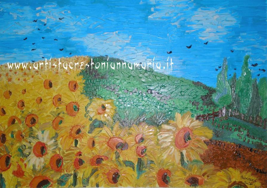 Girasoli - Olio su Tela 100 x 70 - Tecnica Mista - anno 2009 