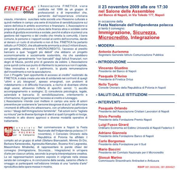 CARTELLA D'ARTE in occasione dell convegno:IMMIGRAZIONE,SICUREZZA,MICROCREDITO,INTEGRAZIONE