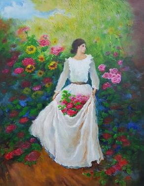 Lady in the rose garden 