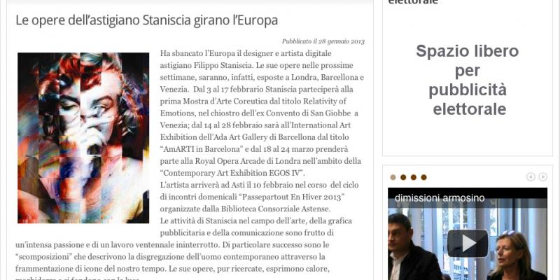 Le opere dell'astigiano Staniscia girano l'Europa