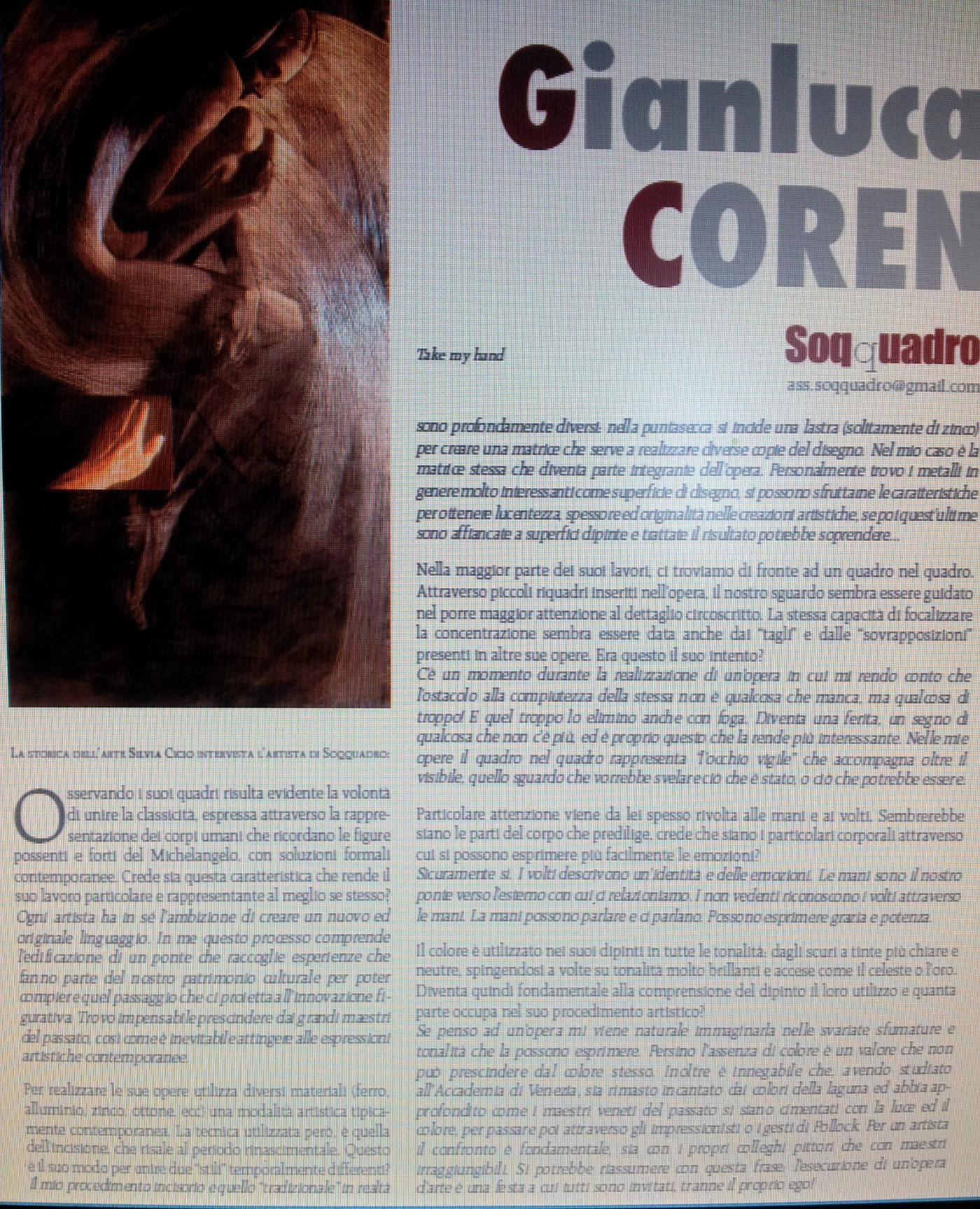 La storica dell'arte Silvia Cicio intervista l'artista di Soqquadro: Gianluca Coren