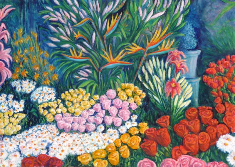 il mercato dei fiori 2 - olio su tela cm. 70x50 - 2015