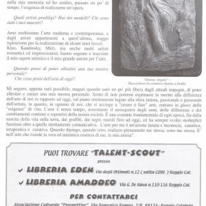 Intervista su "Rivista di creatività, arte e cultura "Talent-Scout" gennaio 2012"