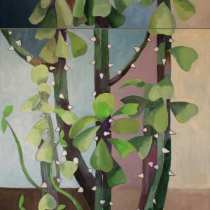 Heuphorbia Desmondii, 2015, olio su tela, 150x70 cm, Silvia Patrono