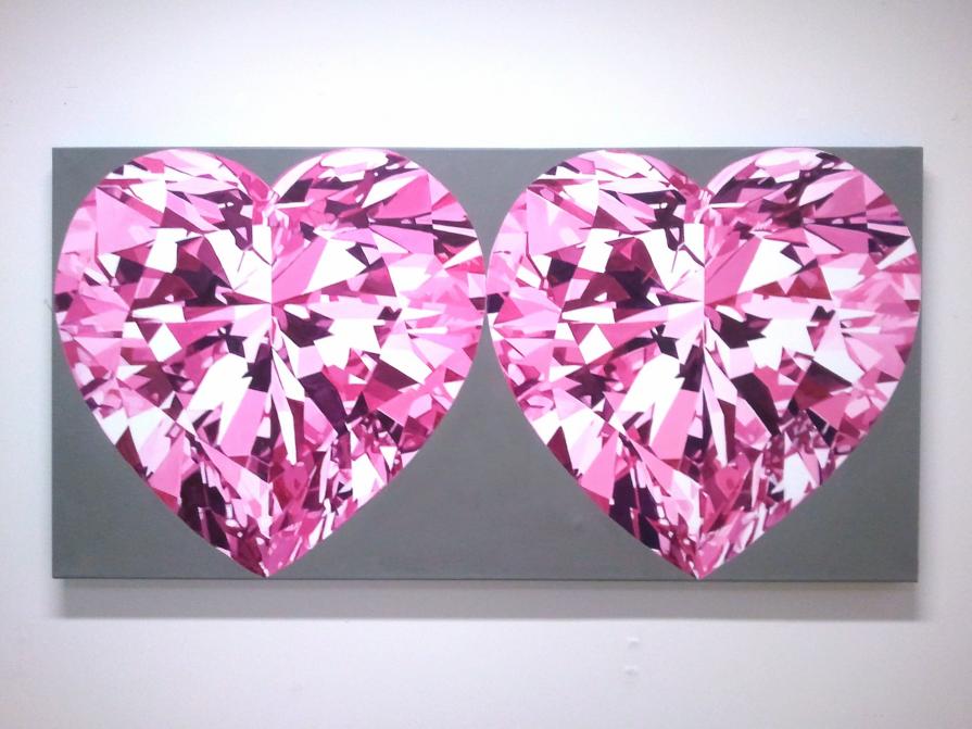 Two Pink Heart Diamonds