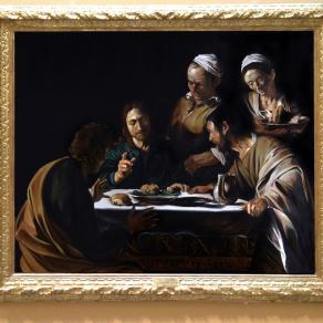 "Cena in Emmaus", "Supper in Emmaus", after Caravaggio, copia olio su tela di Massimo Tizzano