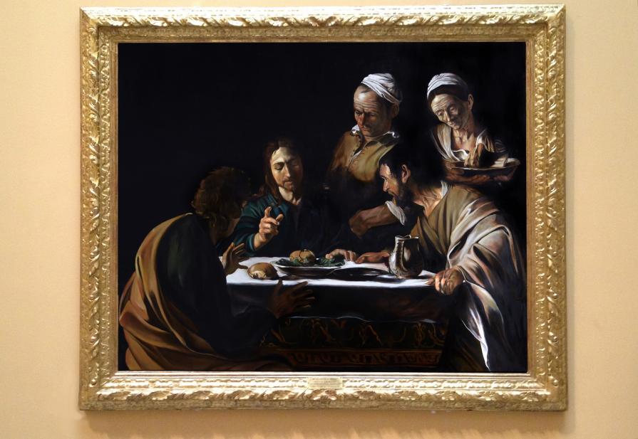 "Cena in Emmaus", "Supper in Emmaus", after Caravaggio, copia olio su tela di Massimo Tizzano