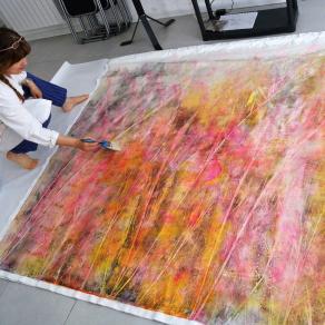 fase di lavorazione quadro "Primavera"