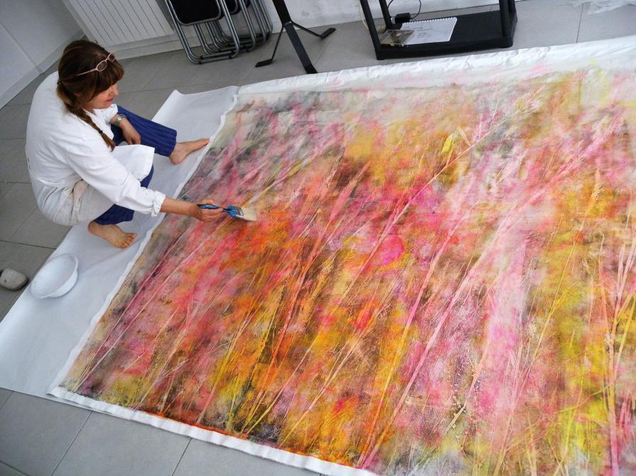 fase di lavorazione quadro "Primavera"