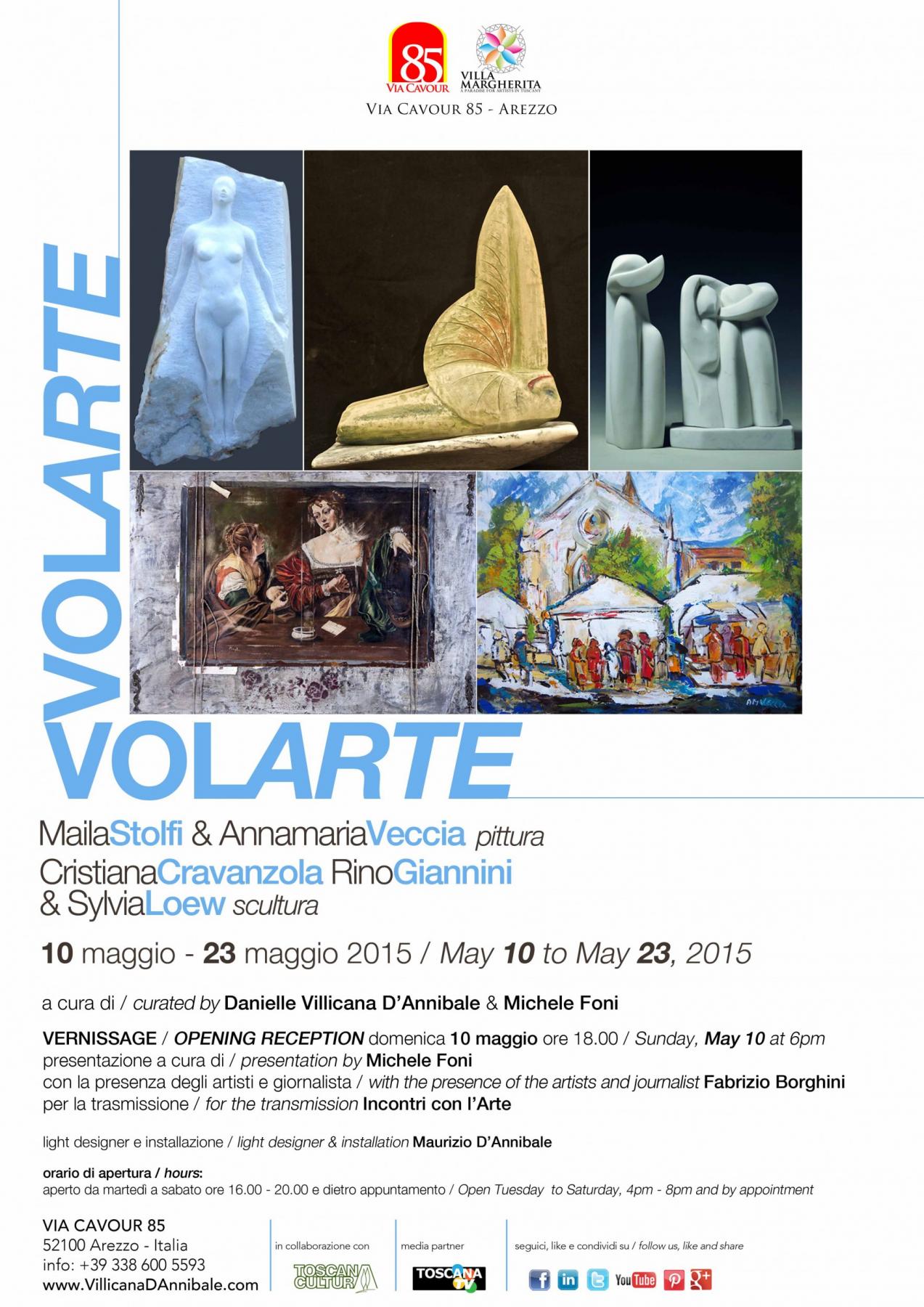 VOLARTE: Maila Stolfi & Annamaria Veccia pittura Cristiana Cravanzola, Rino Giannini & Sylvia Loew scultura