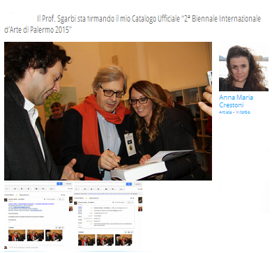 Il Prof. Sgarbi sta firmando il mio Catalogo Ufficiale “2ª Biennale Internazionale d’Arte di Palermo 2015”  Premiati - Arte di Palermo www.biennaledip