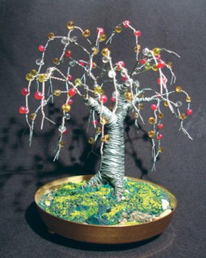 BEADED OAK - Wire Tree Sculpture, by Sal Villano 